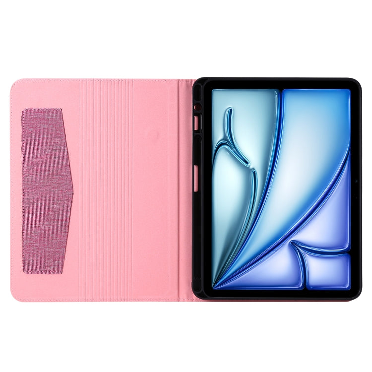 For iPad Air 11 2024 Fabric Leather Tablet Case(Rose Red)