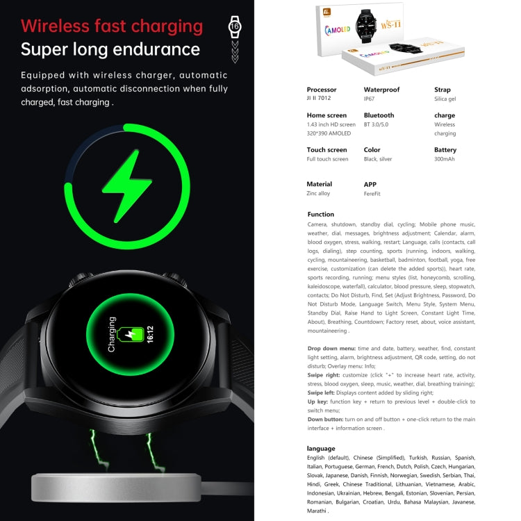 WS-11 1.43 inch IP67 Sport Smart Watch, Support Bluetooth Call / Sleep / Blood Oxygen / Heart Rate / Blood Pressure Health Monitor(Silver) - Smart Watches by PMC TechLife | Online Shopping South Africa | PMC TechLife | Buy Now Pay Later Mobicred