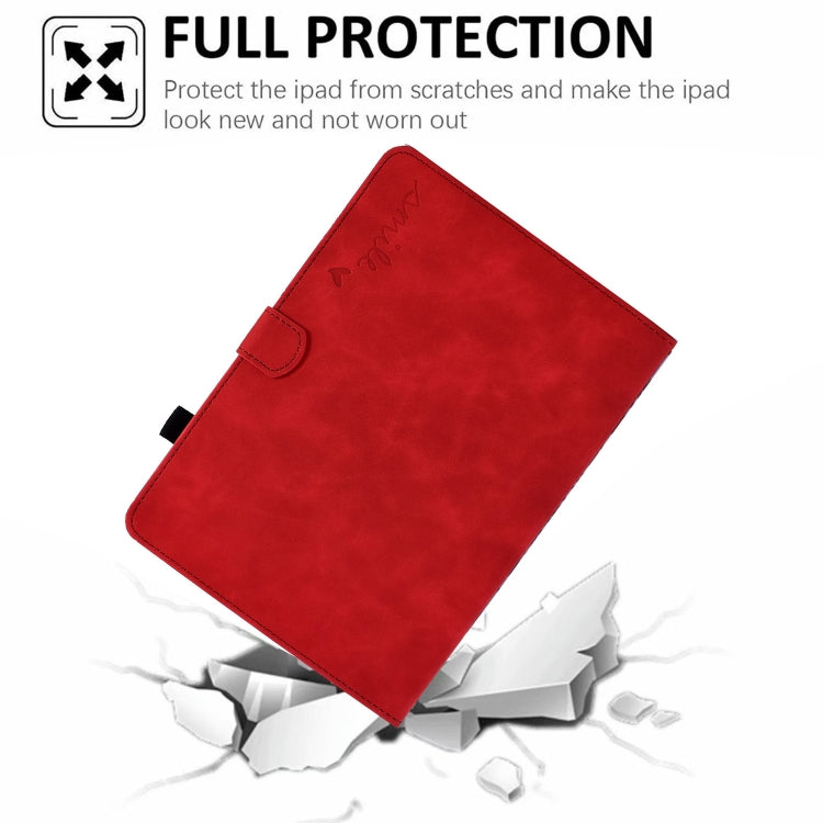 For iPad Pro 11 2024 Embossed Smile Smart Leather Tablet Case(Red) - iPad Pro 11 2024 Cases by PMC TechLife | Online Shopping South Africa | PMC TechLife | Buy Now Pay Later Mobicred