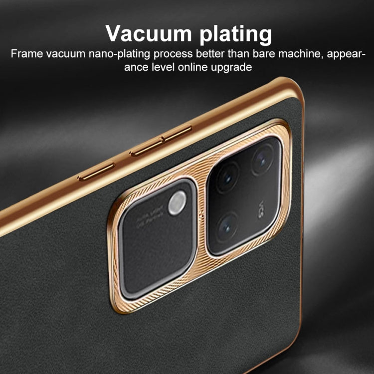 For vivo X100 Electroplating Lambskin Leather Phone Case(Black)