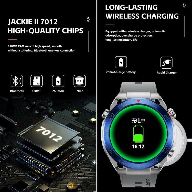 WS-20 1.43 inch IP67 Sport Smart Watch Support Bluetooth Call / Sleep / Blood Oxygen / Heart Rate / Blood Pressure Health Monitor, Silicone Strap(Silver)