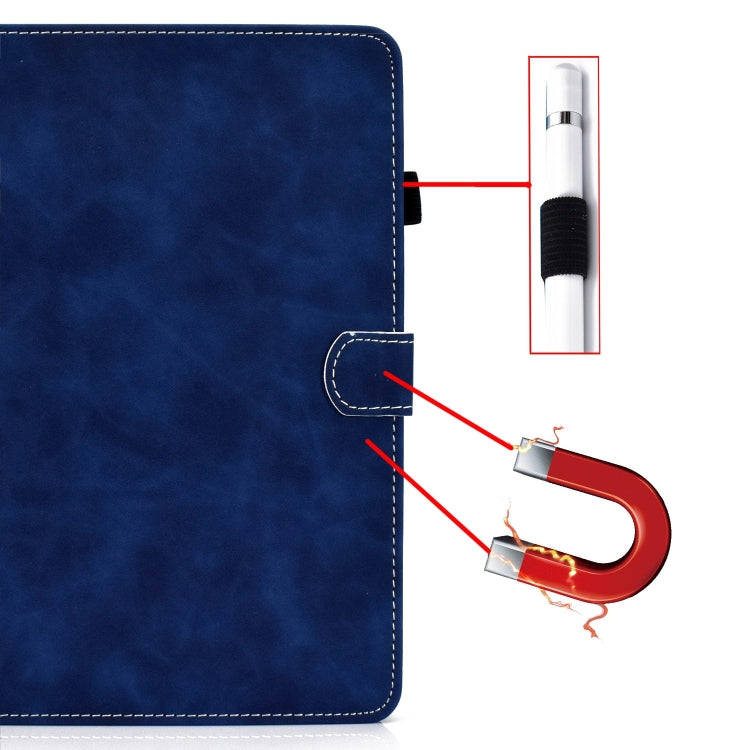 For iPad Pro 11 2024 Cowhide Texture Tablet Leather Smart Case(Blue)