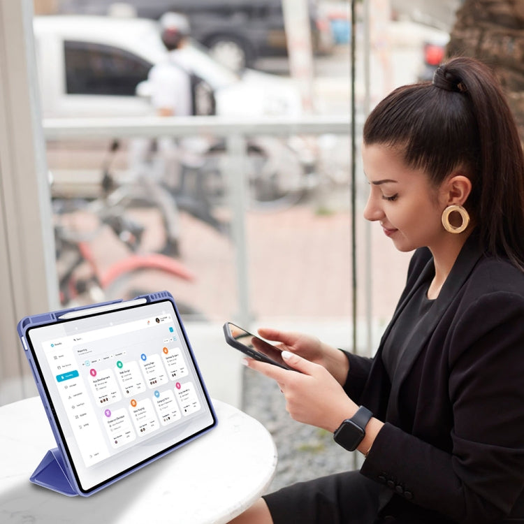 For iPad Pro 11 2024 3-fold TPU Smart Leather Tablet Case with Pen Slot(Lavender Purple) - iPad Pro 11 2024 Cases by PMC TechLife | Online Shopping South Africa | PMC TechLife | Buy Now Pay Later Mobicred