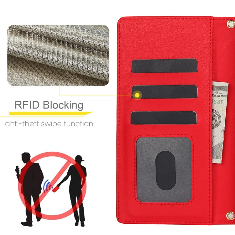 For Samsung Galaxy S24 Ultra 5G Crossbody Multifunction Rhombic Leather Phone Case(Red) - Galaxy S24 Ultra 5G Cases by PMC Jewellery | Online Shopping South Africa | PMC Jewellery | Buy Now Pay Later Mobicred