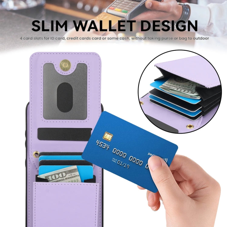 For Samsung Galaxy S24 5G YM015 Crossbody Rhombic Card Bag RFID Phone Case(Light Purple) - Galaxy S24 5G Cases by PMC Jewellery | Online Shopping South Africa | PMC Jewellery | Buy Now Pay Later Mobicred