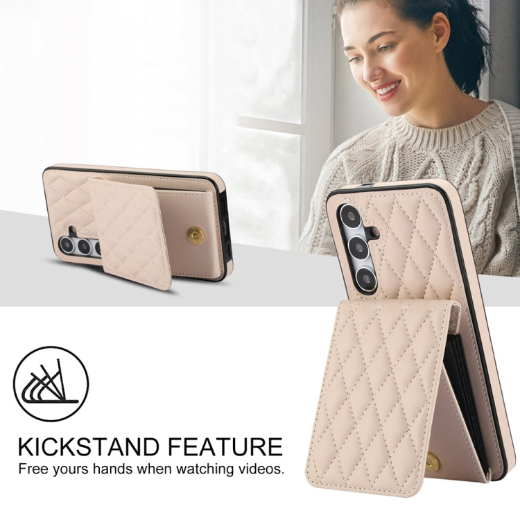 For Samsung Galaxy S24+ 5G YM015 Crossbody Rhombic Card Bag RFID Phone Case(White)