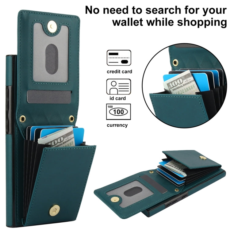 For Samsung Galaxy S24 Ultra 5G YM015 Crossbody Rhombic Card Bag RFID Phone Case(Green)
