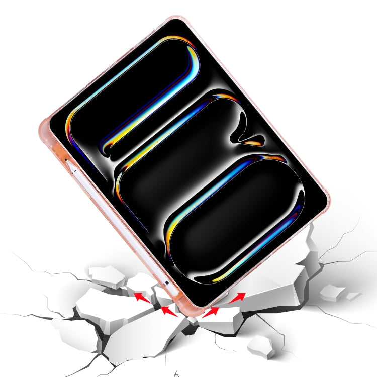 For iPad Pro 13 2024 Multi-folding TPU Leather Smart Tablet Case with Pen Slot(Pink) - iPad Pro 13 2024 Cases by PMC TechLife | Online Shopping South Africa | PMC TechLife | Buy Now Pay Later Mobicred