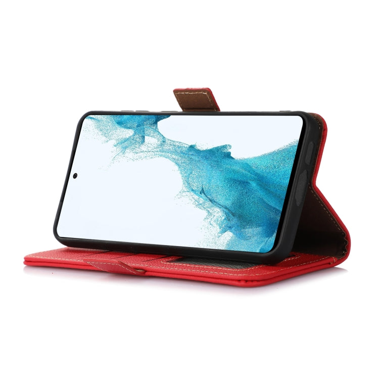 For iPhone 16 Pro Side-Magnetic TJ Genuine Leather RFID Phone Case(Red)