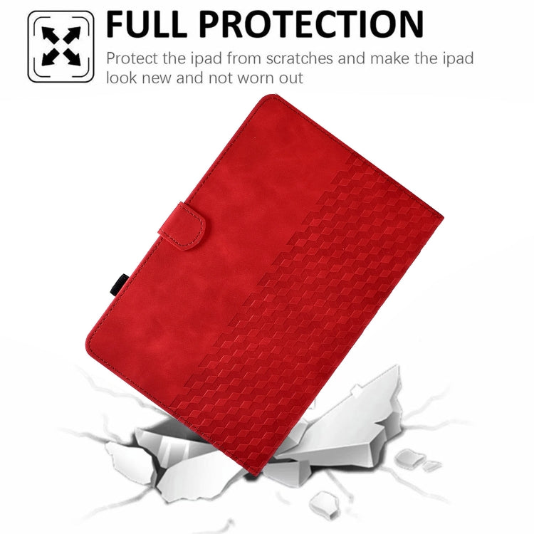 For iPad Pro 11 2024 Rhombus Embossed Leather Tablet Case(Red) - iPad Pro 11 2024 Cases by PMC TechLife | Online Shopping South Africa | PMC TechLife | Buy Now Pay Later Mobicred
