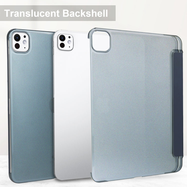 For iPad Pro 11 2024 3-fold Semi-transparent Frosted Smart Leather Tablet Case(Dark Blue) - iPad Pro 11 2024 Cases by PMC TechLife | Online Shopping South Africa | PMC TechLife | Buy Now Pay Later Mobicred