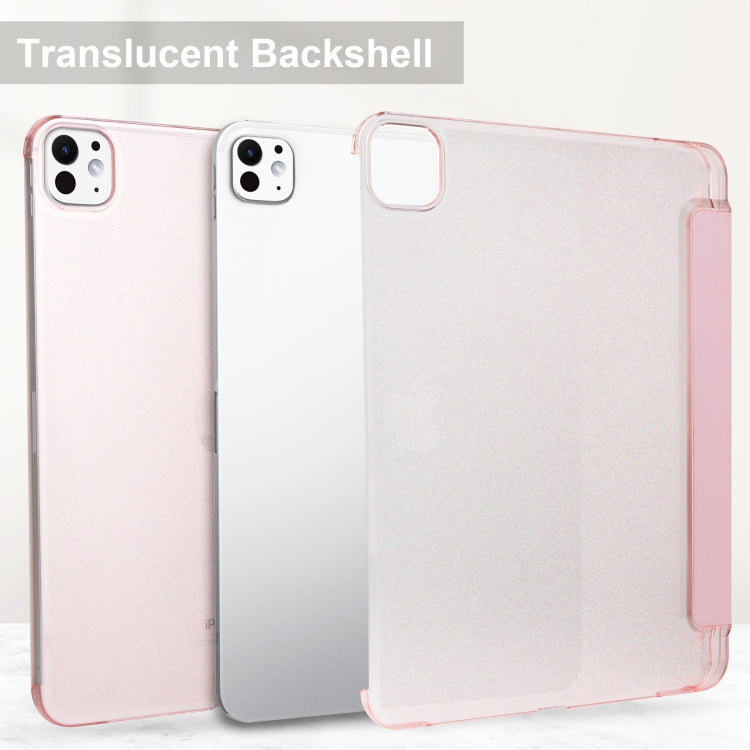 For iPad Pro 13 2024 3-fold Semi-transparent Frosted Smart Leather Tablet Case(Rose Gold) - iPad Pro 13 2024 Cases by PMC TechLife | Online Shopping South Africa | PMC TechLife | Buy Now Pay Later Mobicred