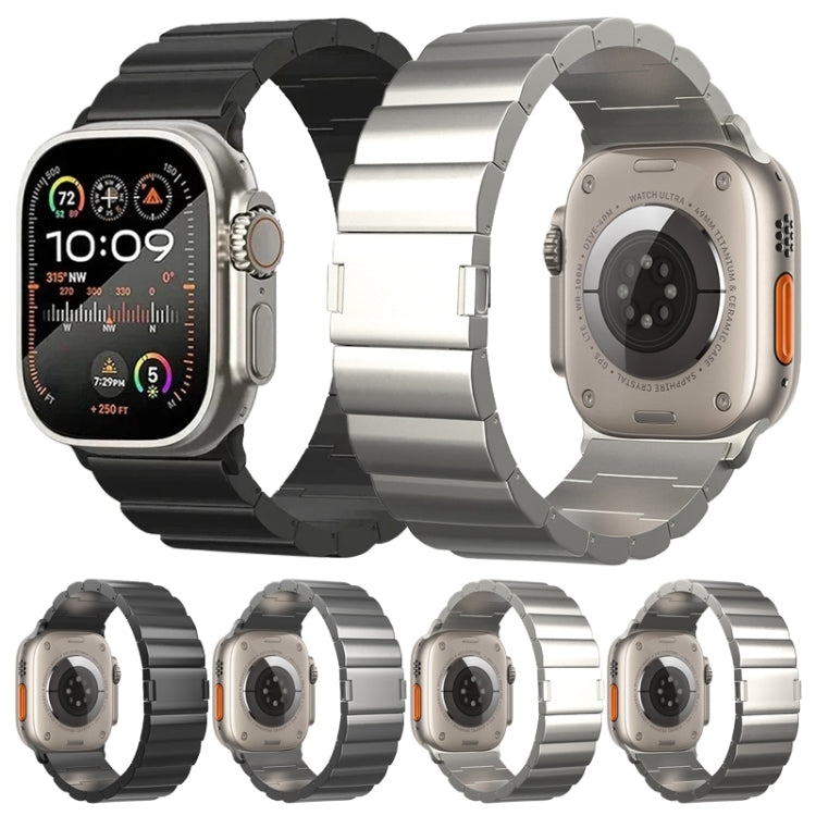 For Apple Watch SE 44mm One-Bead Magnetic Buckle Titanium Metal Watch Band(Silver)