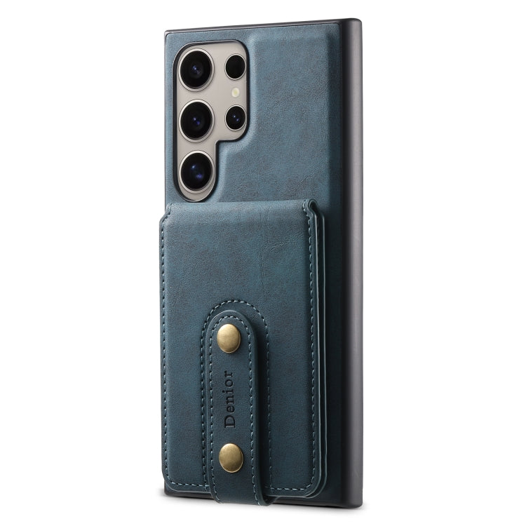 For Samsung Galaxy S24 Ultra 5G Denior D14 NK Retro Pattern MagSafe Magnetic Card Holder Leather Phone Case(Blue)
