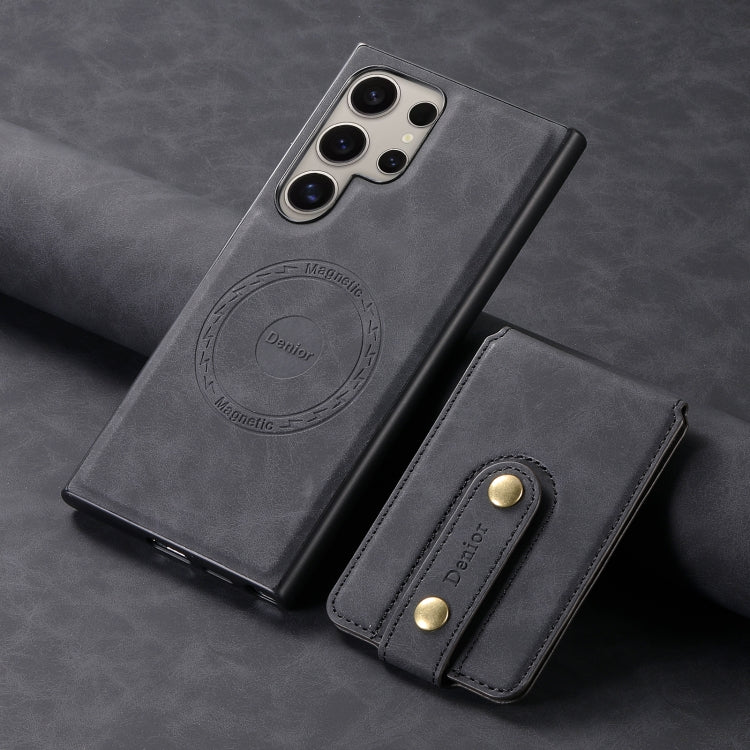 For Samsung Galaxy S24 Ultra 5G Denior D14 NK Retro Pattern MagSafe Magnetic Card Holder Leather Phone Case(Black)