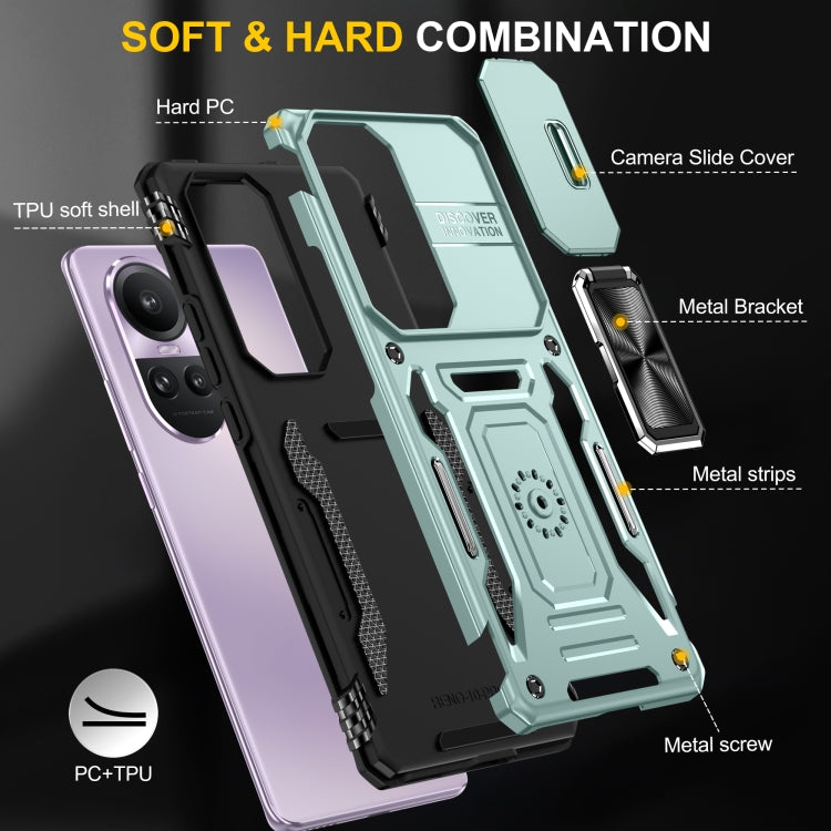 For OPPO Reno10 Global Armor PC + TPU Camera Shield Phone Case(Alpine Green) - OPPO Cases by PMC TechLife | Online Shopping South Africa | PMC TechLife | Buy Now Pay Later Mobicred