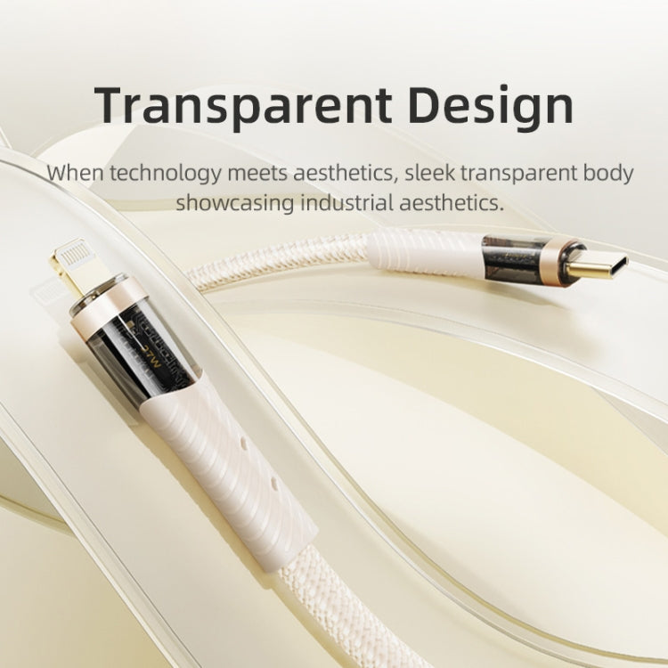 ROCK G20 2 in 1 5A USB-C/Type-C to USB-C/Type-C+8 Pin Transparent Fast Charging Data Cable, Length: 1.5m(Beige)