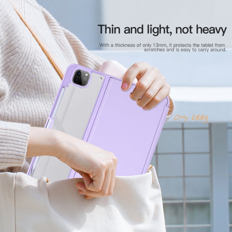 For iPad Air 13 2024 / Pro 12.9 2022 2-Fold Clear Acrylic Leather Tablet Case(Black)