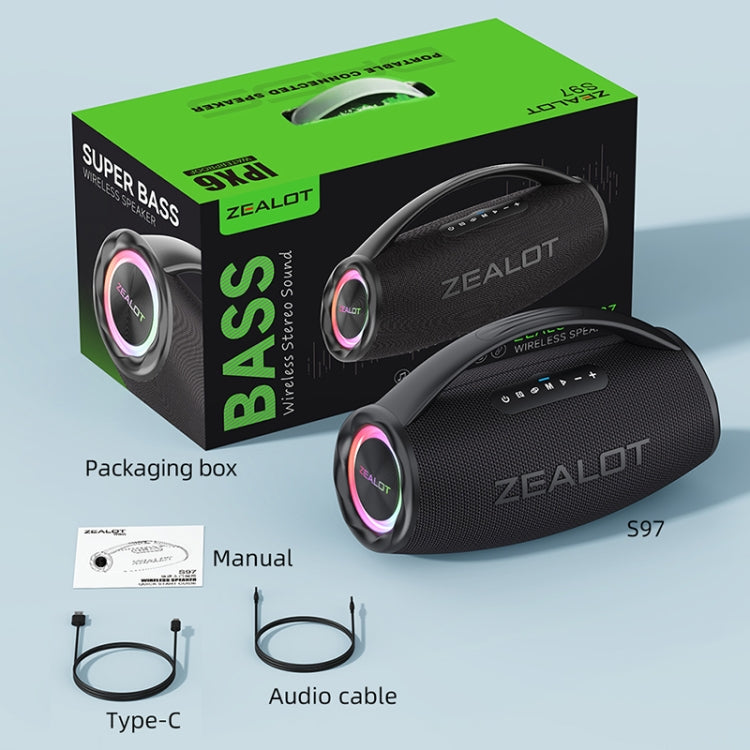 Zealot S97 80W Outdoor Portable RGB Light Bluetooth Speaker(Black) - free shipping - PMC Jewellery - Order now!
