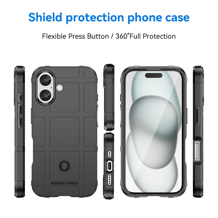 For iPhone 16 Plus Full Coverage Shockproof TPU Phone Case(Black)