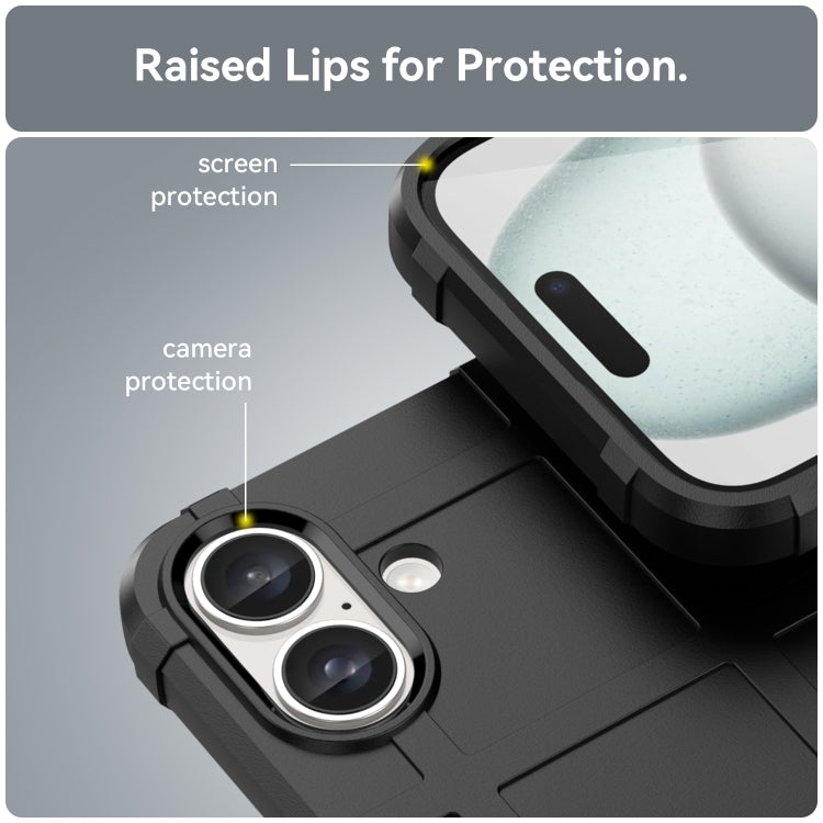 For iPhone 16 Plus Full Coverage Shockproof TPU Phone Case(Black)