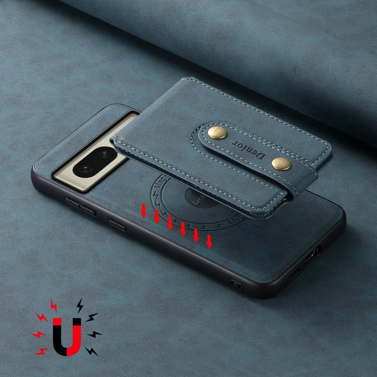 For Google Pixel 8 Denior D14 NK Retro Pattern MagSafe Magnetic Card Holder Leather Phone Case(Blue) - free shipping - PMC TechLife - Order now!