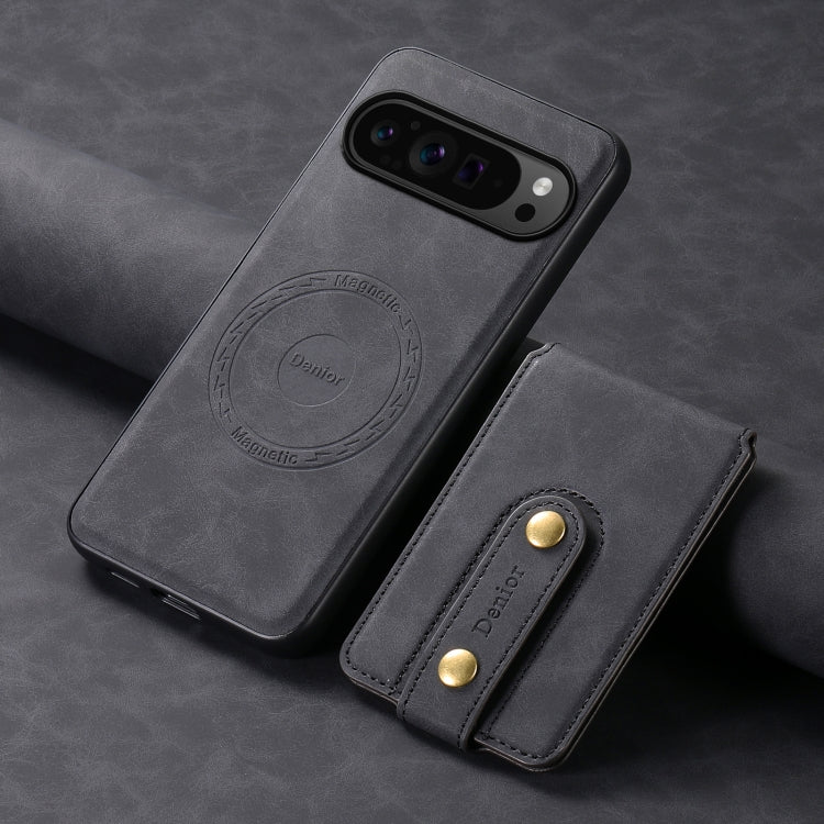 For Google Pixel 9 Pro Denior D14 NK Retro Pattern MagSafe Magnetic Card Holder Leather Phone Case(Black)