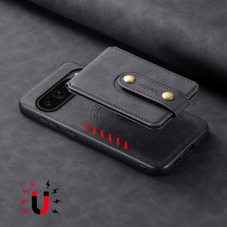 For Google Pixel 9 Pro Denior D14 NK Retro Pattern MagSafe Magnetic Card Holder Leather Phone Case(Black) - Google Cases by Denior | Online Shopping South Africa | PMC TechLife | Buy Now Pay Later Mobicred