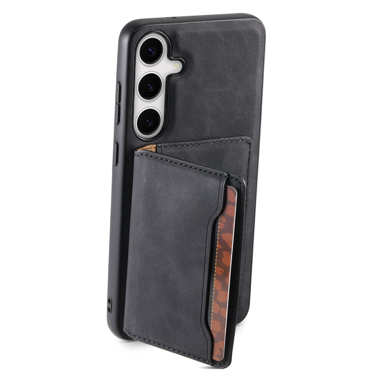 For Samsung Galaxy S24+ 5G Denior D13 Retro Texture Leather MagSafe Card Bag Phone Case(Black)