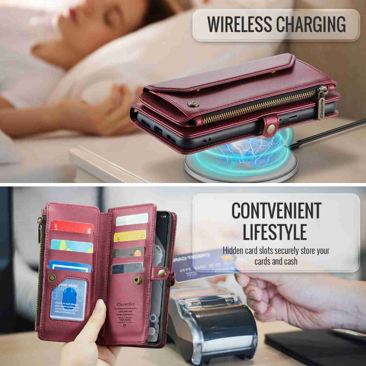 For Google Pixel 8 Pro CaseMe C36 Card Slots Zipper Wallet RFID Anti-theft Leather Phone Case(Wine Red)