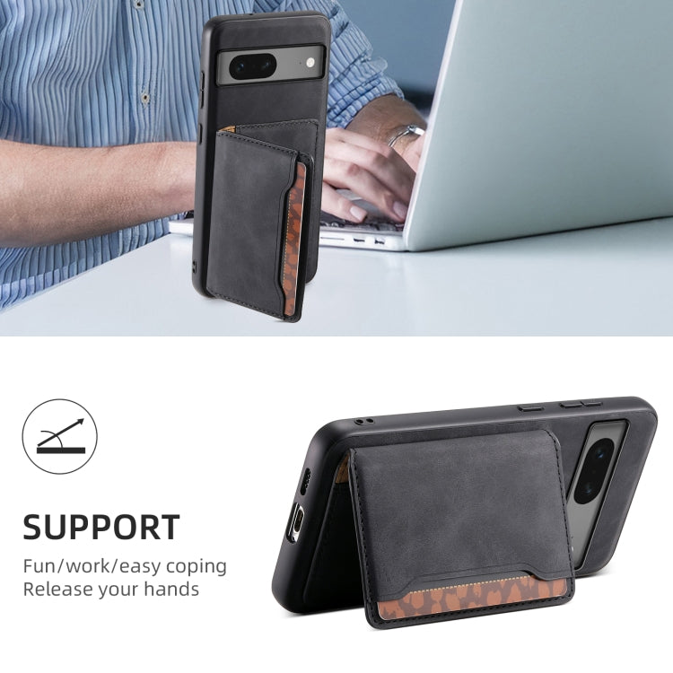 For Google Pixel 7 5G Denior D13 Retro Texture Leather MagSafe Card Bag Phone Case(Black) - Google Cases by Denior | Online Shopping South Africa | PMC TechLife | Buy Now Pay Later Mobicred