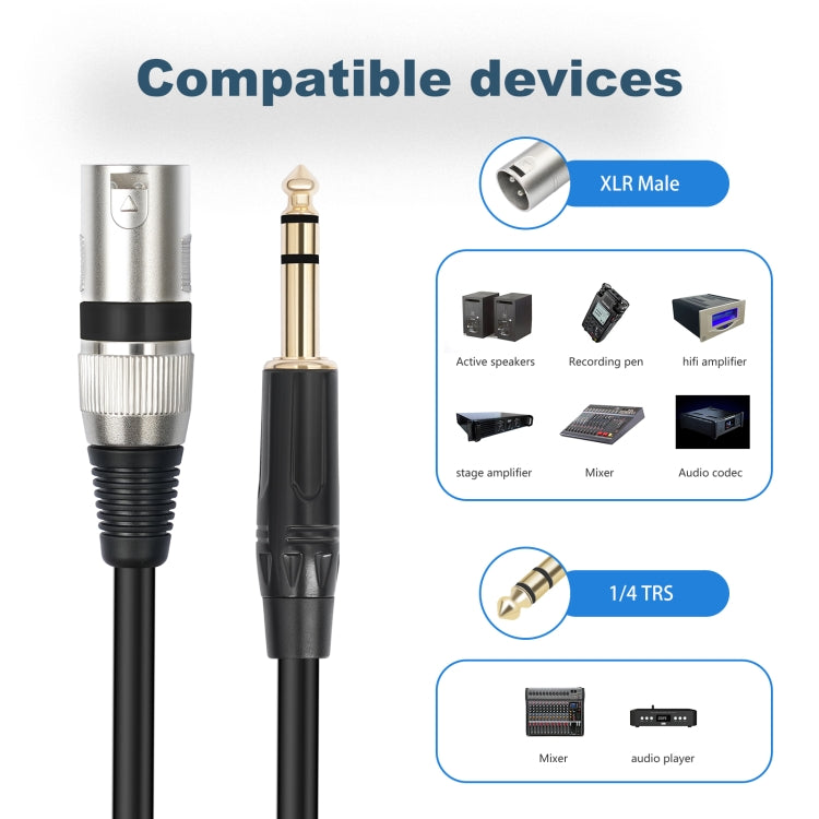 TC145BK55 6.35mm 1/4 TRS Male to XLR 3pin Male Microphone Cable, Length:10m(Black)