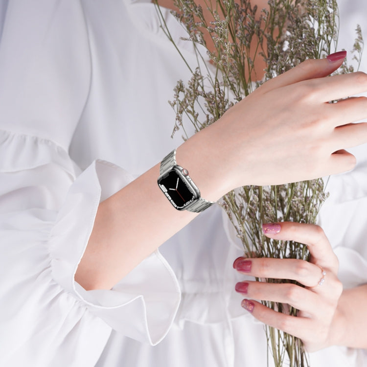 For Apple Watch Series 5 44mm PG63 Three-Bead Protrusion Titanium Metal Watch Band(Silver)