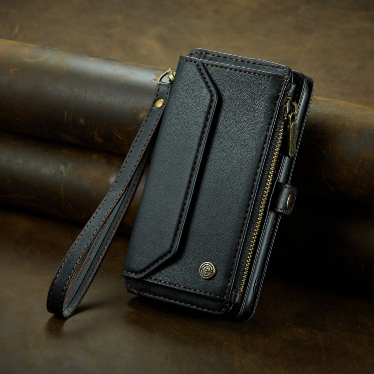 For iPhone 15 CaseMe C36 Card Slots Zipper Wallet RFID Anti-theft Leather Phone Case(Black)