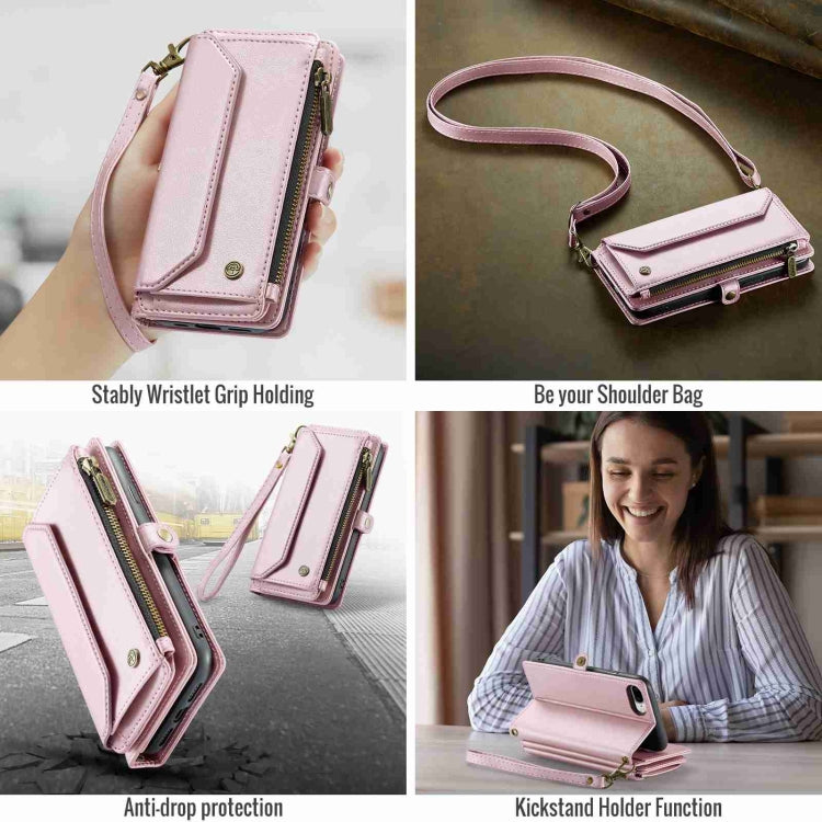For iPhone 8 Plus / 7 Plus / 6 Plus CaseMe C36 Card Slots Zipper Wallet RFID Anti-theft Leather Phone Case(Pink) - free shipping - PMC Jewellery - Order now!
