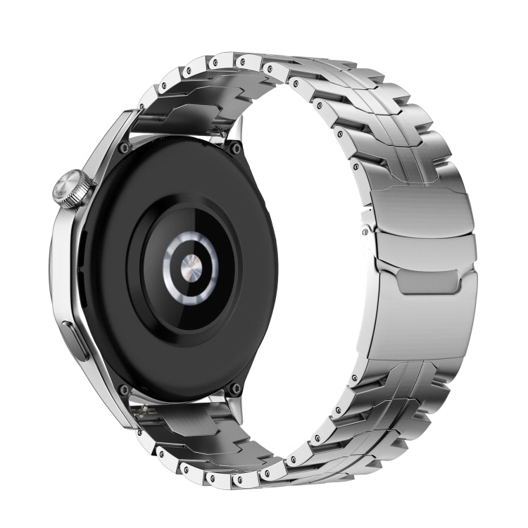 22mm Dual Safety Buckle Turtle Buckle Stainless Steel Watch Band(Silver)