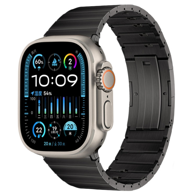 For Apple Watch Ultra 49mm PG65 Single Bead Bamboo Joint Spring Bars Titanium Metal Watch Band(Graphite Black)