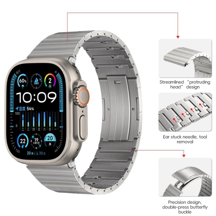 For Apple Watch Ultra 49mm PG65 Single Bead Bamboo Joint Spring Bars Titanium Metal Watch Band(Silver)