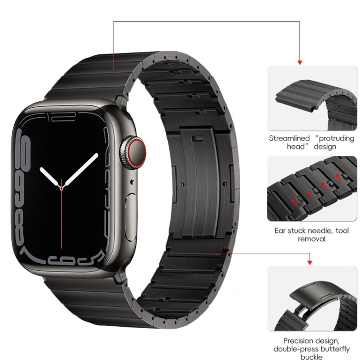 For Apple Watch SE 44mm PG65 Single Bead Bamboo Joint Spring Bars Titanium Metal Watch Band(Graphite Black)