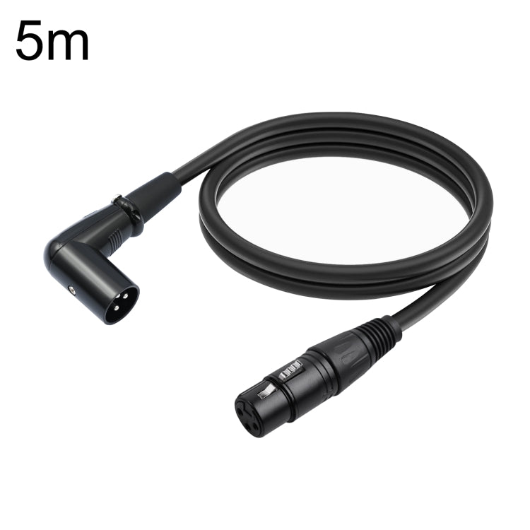XK042L XLR 3pin Straight Female to Elbow Male Audio Cable, Length:5m(Black)