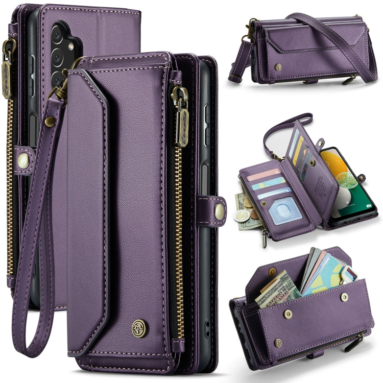 For Samsung Galaxy A13 5G / 4G CaseMe C36 Card Slots Zipper Wallet RFID Anti-theft Leather Phone Case(Purple)