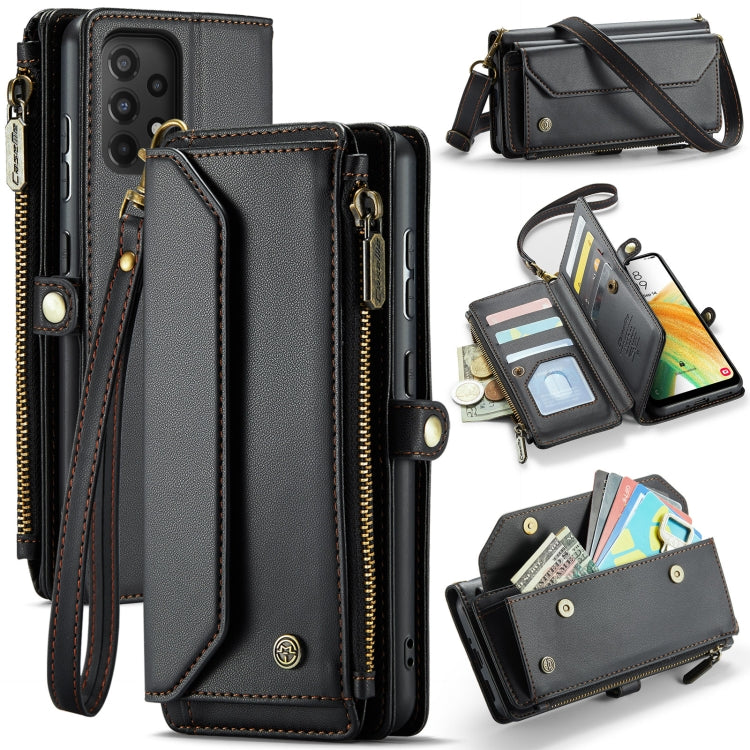 For Samsung Galaxy A33 5G CaseMe C36 Card Slots Zipper Wallet RFID Anti-theft Leather Phone Case(Black)