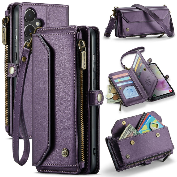 For Samsung Galaxy A35 5G CaseMe C36 Card Slots Zipper Wallet RFID Anti-theft Leather Phone Case(Purple)