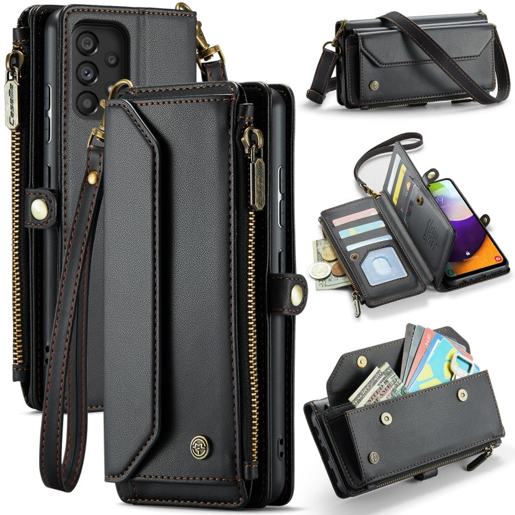 For Samsung Galaxy A52 / A52s 5G CaseMe C36 Card Slots Zipper Wallet RFID Anti-theft Leather Phone Case(Black)