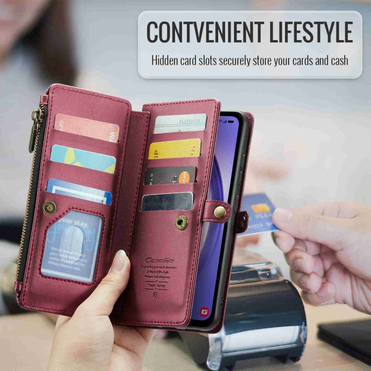 For Samsung Galaxy A54 5G CaseMe C36 Card Slots Zipper Wallet RFID Anti-theft Leather Phone Case(Wine Red)