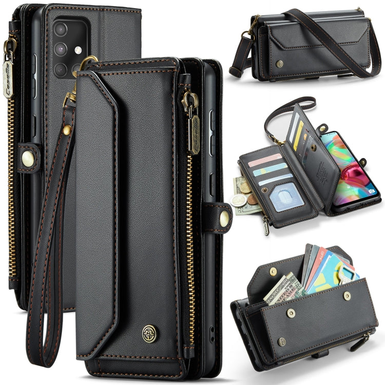 For Samsung Galaxy A71 4G CaseMe C36 Card Slots Zipper Wallet RFID Anti-theft Leather Phone Case(Black)