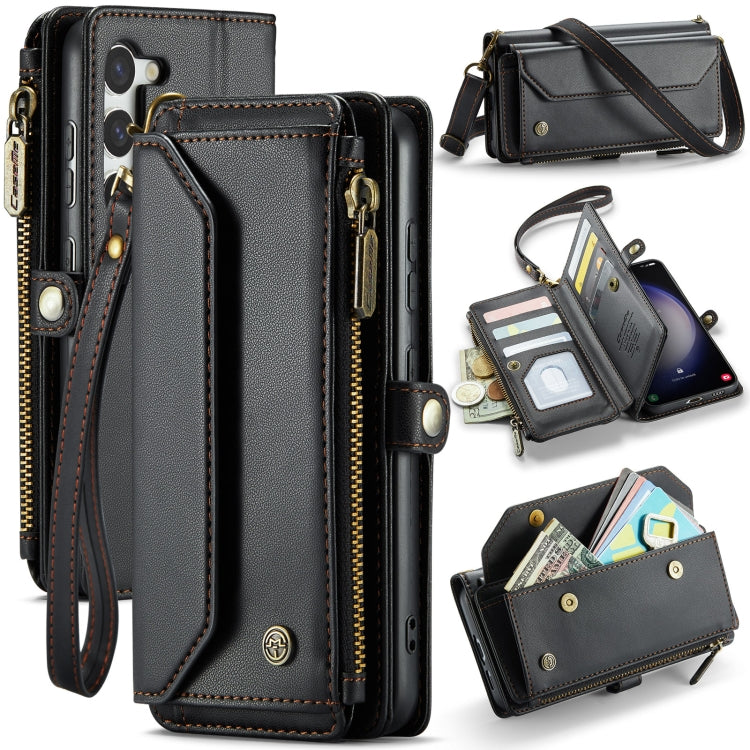 For Samsung Galaxy S23+ 5G CaseMe C36 Card Slots Zipper Wallet RFID Anti-theft Leather Phone Case(Black)
