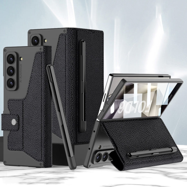 For Samsung Galaxy Z Fold6 GKK Integrated Armor Flip Leather Case with Pen Slot, Stylus Not Included(Litchi Texture)