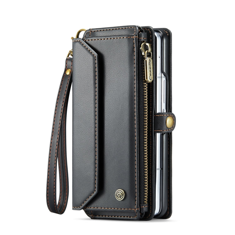 For Samsung Galaxy Z Fold6 5G CaseMe C36 Card Slots Zipper Wallet RFID Anti-theft Leather Phone Case(Black)