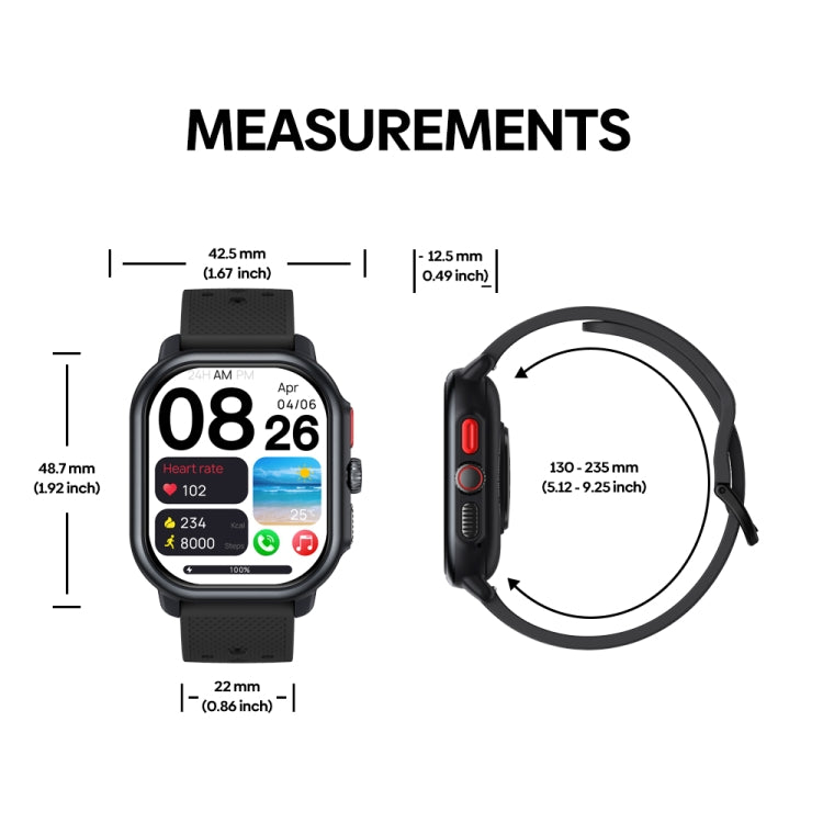 Zeblaze Beyond 3 Pro 2.15 inch Screen Stylish GPS Smartwatch Supports Bluetooth Calling(Black)